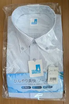 SEA BREEZE ストライプ ワイシャツ ブルー