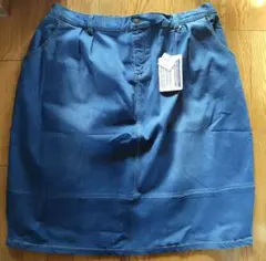 大きいサイズ ウエスト108cm ブルー系デニム色スカート ウエストゴム 新品