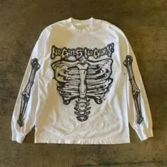 Y2K 長袖 T シャツ スケルトン柄プリント パンク opium SWAG 白