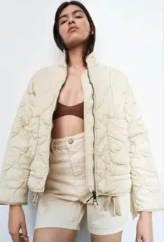 ZARA ザラ キルティングジャケット アイボリー