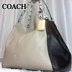 COACH コーチ トートバッグ レザー パイソン イーディー ターンロック