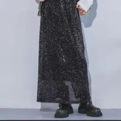 スパンコール入り ブラック ロングスカート