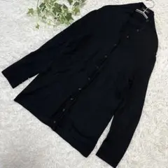 コムサデモード ニット カーディガン ウール100 % 9/M 黒 定番 上品