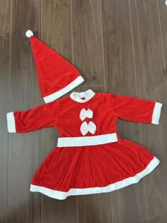 赤いサンタコスチューム（帽子付き） 女の子 90センチ