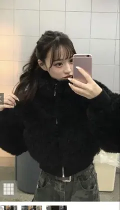 GRL 2way 襟プードルファーブルゾン　ブラック