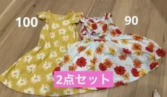 BREEZE 花柄ワンピース 女の子 100 90 2点セット 姉妹コーデ