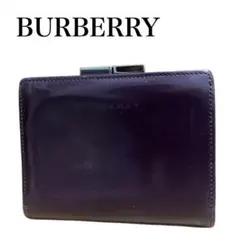 BURBERRY 二つ折り財布 がま口小銭入れ カード入れ パープル エナメルのサムネイル