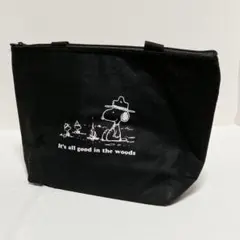 【新品】PEANUTS スヌーピー ランチバッグ 保温保冷バッグ 舟形 ブラック
