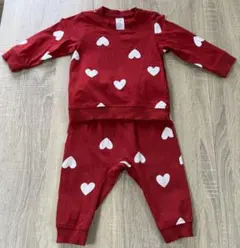 H&M ベビー ハート柄セットアップ 赤 6-9m 美品