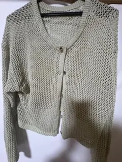 ライトグリーン メッシュカーディガン 長袖