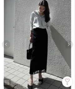 anuans エンブロイダリーレースタイトスカート BLACK