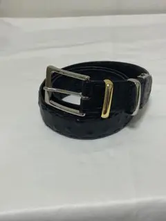 高級感 レザー ベルト 黒 ゴールドシルバー金具　2連　本革