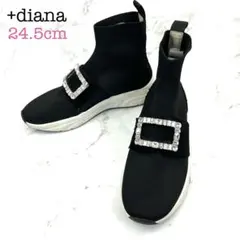 +diana クリスタルバックル ニットソックス スニーカー 24.5