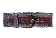 【新品未使用】インポートブランドNANNI幅広ベルト本革スタッズ装飾