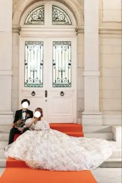 フラワープリント カラードレス ウエディング ブラウン 花柄 フラワー ドレス