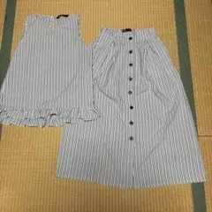 ZARA サッカー地ストライプ柄 ノースリーブ セットアップ