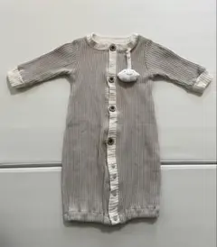 新生児 オーガニックコットン リブ編みロンパース 50-70