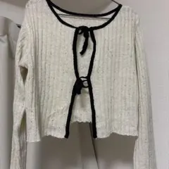 Kastaneアイボリー リブ編みニットカーディガン