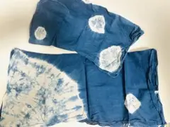 徳島県産天然藍染め　絞り染め ハンカチ2点セット