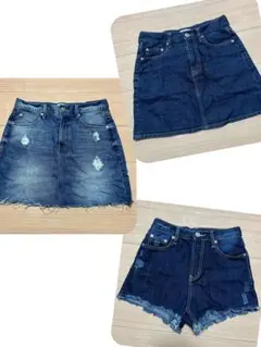 デニムミニスカート　ショートパンツ