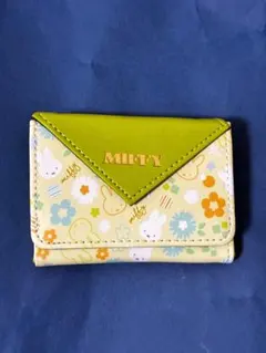 [1個] Miffy 花柄 二つ折り財布 コンパクト ミッフィー 緑