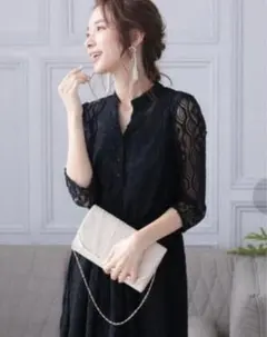 ブラックレースマキシドレス M