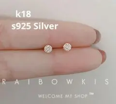 【大人気】ドットミニピアス♥ジルコニア　K18コーティング　m42ゴールド