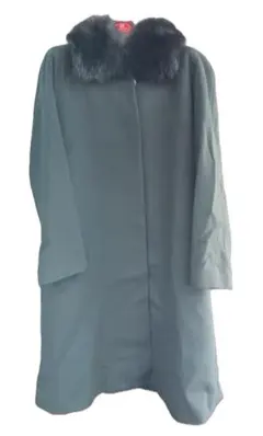 Alama Deux カシミヤ100％ブルーフォックスファー付きロングコート