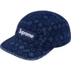 Supreme Flocked Denim Camp Cap 