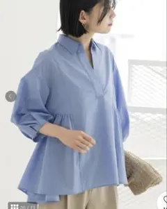 yori ビックパフスリーブシャツ ブルーグレー 美品 - メルカリ