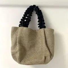【断捨離セール】編み込みトートバッグ ベージュと＆ブラック