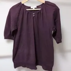 HUMAN WOMAN パープル 五分袖 シャツ