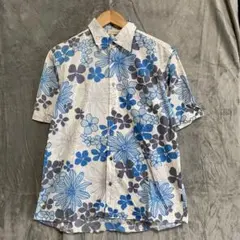 【L971】 Burberry コットンアロハシャツ サイズL ブルーのサムネイル