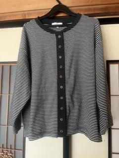 シーズンリーズン　ボーダー長袖カーディガン サイズL ゆったり