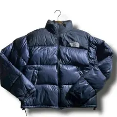 ノースフェイス 90s 刺繍ロゴ ヌプシダウンジャケット ネイビー Mサイズ