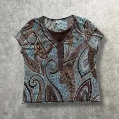 00s vintage シアートップ ペイズリー 平成レトロ フェアリーグランジ