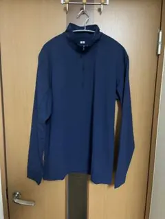 ◎ユニクロ ドライEXUVカットハーフジップTシャツ L blue ストレッチのサムネイル