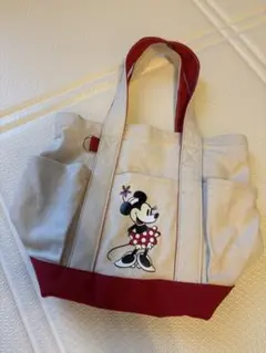 【極美品】ディズニーミニーマウス トートバッグ ベージュ 赤のサムネイル