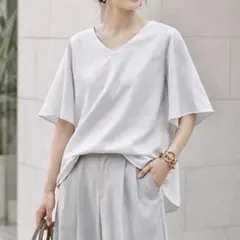 美品◆URBAN RESEARCH　フリル袖ブラウスプルオーバー　半袖　春夏