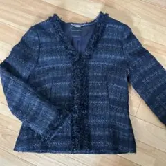 ツイード ノーカラージャケット