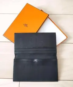 美品】エルメス MC2 フレミング オオサカ ボックスカーフ 長財布 黒