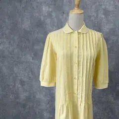 ピンタックデザイン 丸襟ワンピース レトロ可愛 昭和レトロ Vintage