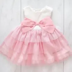 クーラクール りぼんチュールワンピース 80cm ピンク