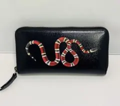 レザー長財布GUCCI(グッチ)キングスネーク レザー ラウンドジップ 長財布