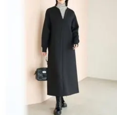 新品未使用✨UNFILO キーネックワンピース　ブラック　ロング　XL ブラック