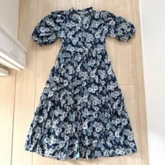 PAUL & JOE 花柄 5部袖ロングワンピース S