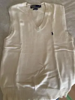 【古着】Polo by Ralph Lauren アイボリー Vネック ベスト