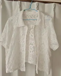 GU レース編み 半袖カーディガン 3XL ホワイト