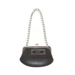 希少 DKNY 本革 がま口 ポーチ チェーン バッグ