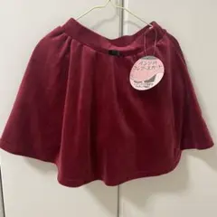 パンツinフレアースカート ワインレッド インナーパンツ付き